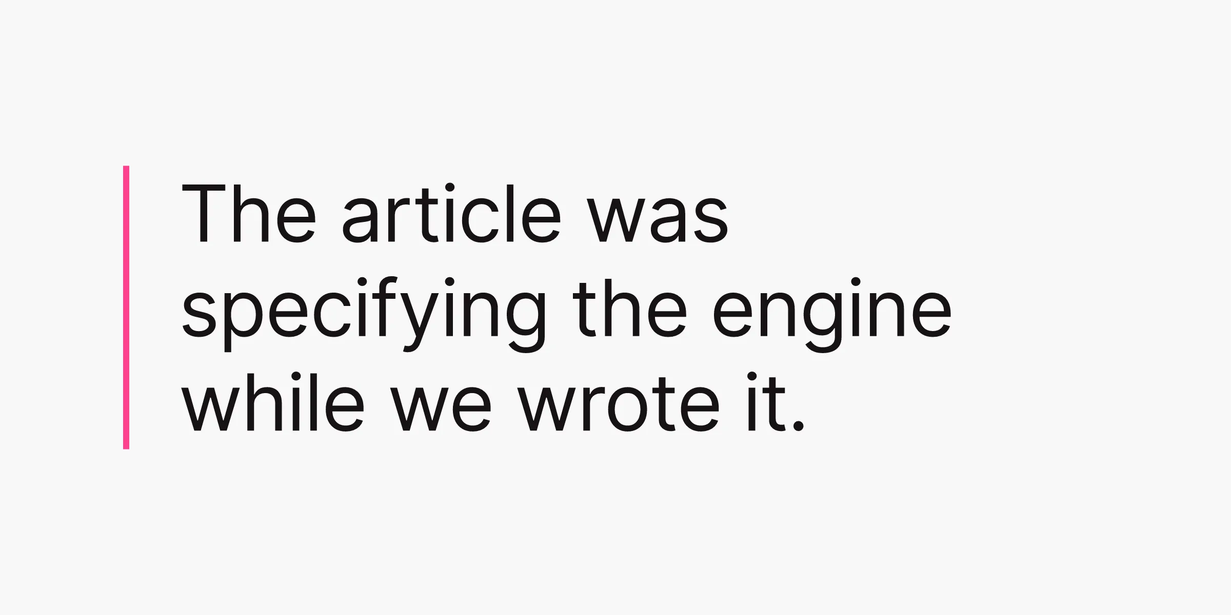 A light cover drawn from the article's main highlighted sentence, with a pink rule.