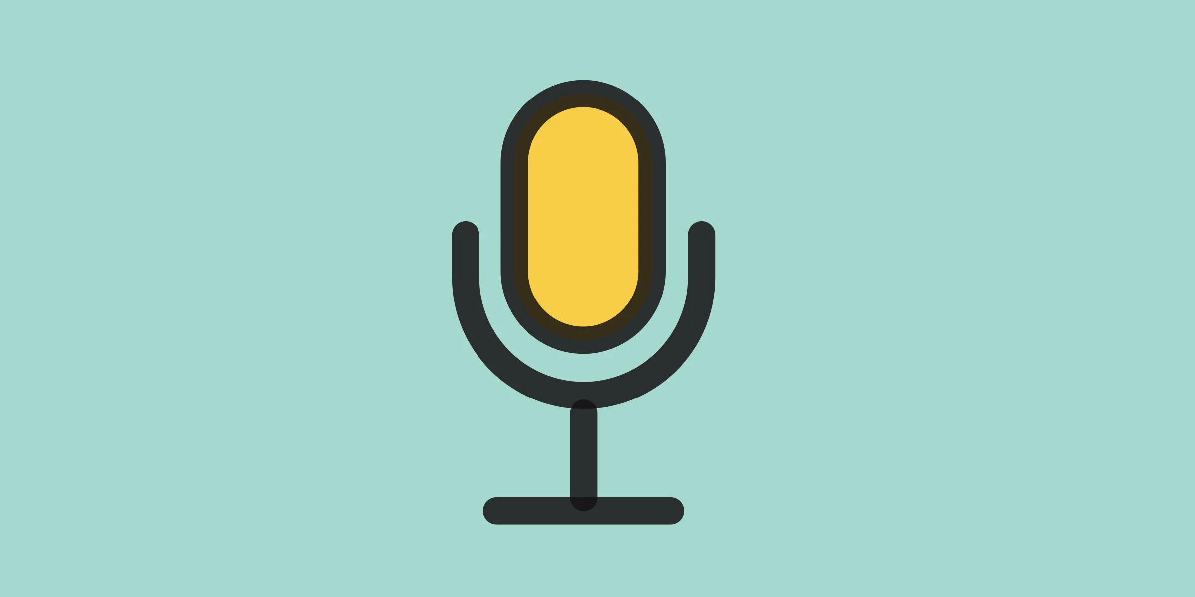 One large microphone with a gold head on soft tiffany.